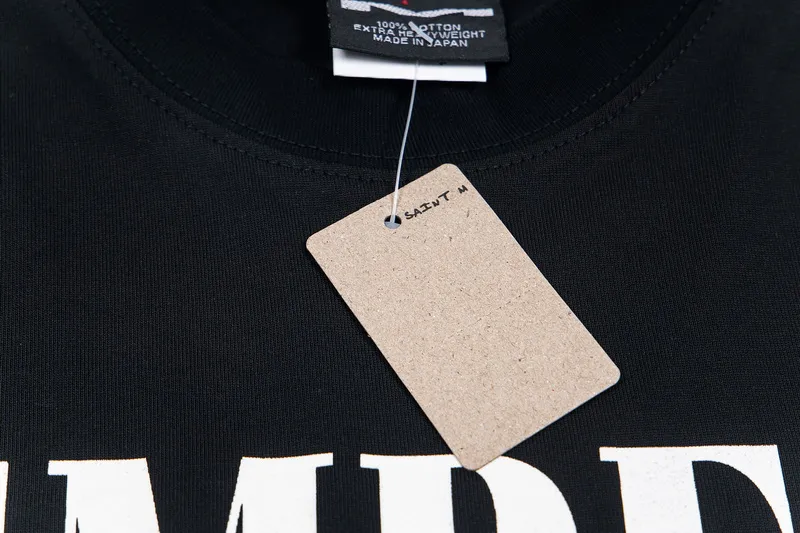 110💰S12# Meichao SAINT white ink direct-injection pure cotton 260g loose short-sleeved T-shirt black, white gray S-XL